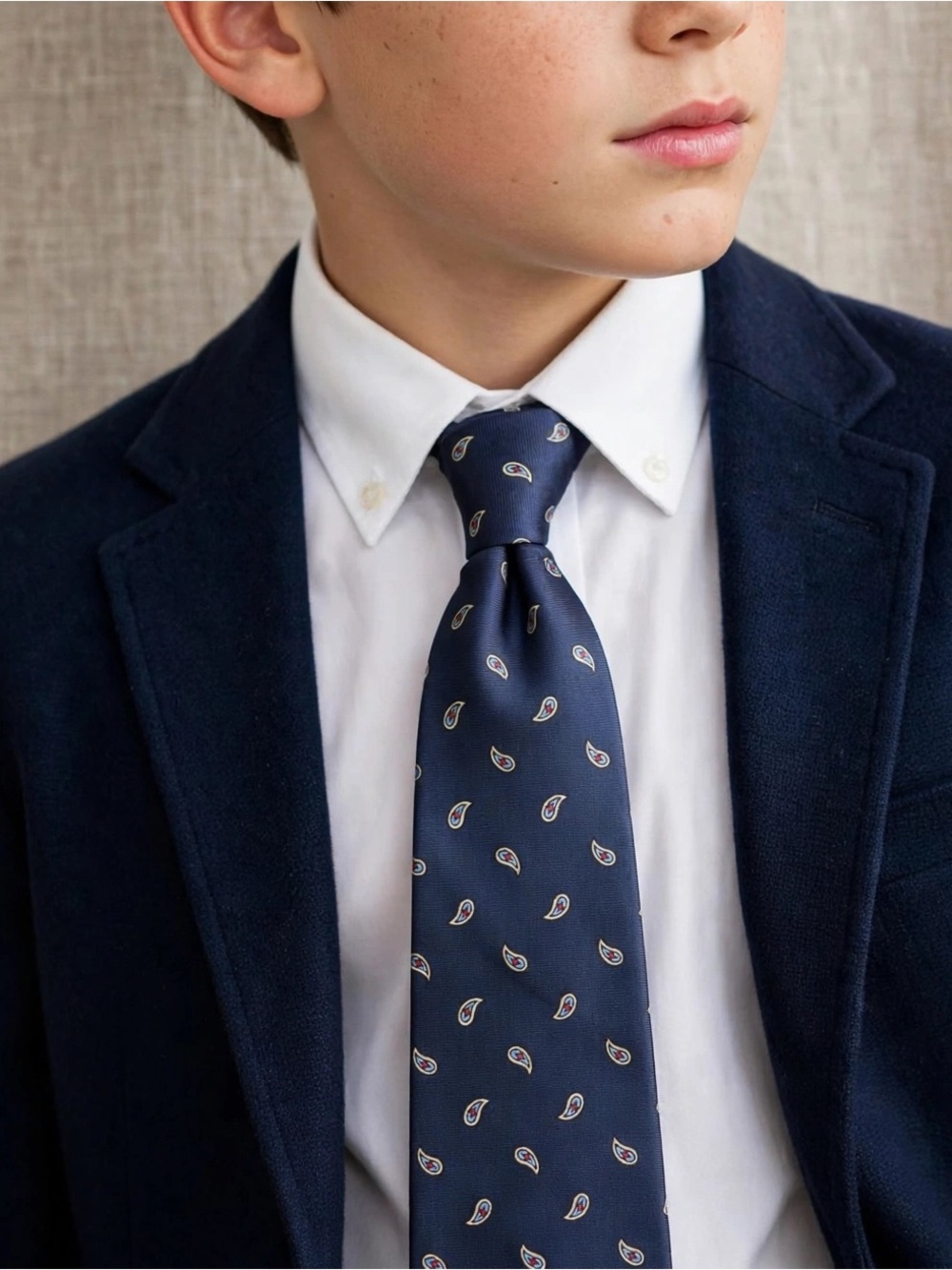 Christian Dior Blue Paisley Boy’s Tie 100% Silk